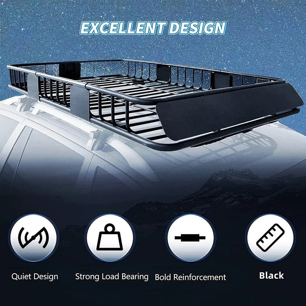 39" Car Holder for Capacity with Cargo 250LBS Storage Top Basket Duty Steel Universal Rack Travel Carrier Extension Weight Roof 6'' 64" x Luggage HECASA SUV Heavy x