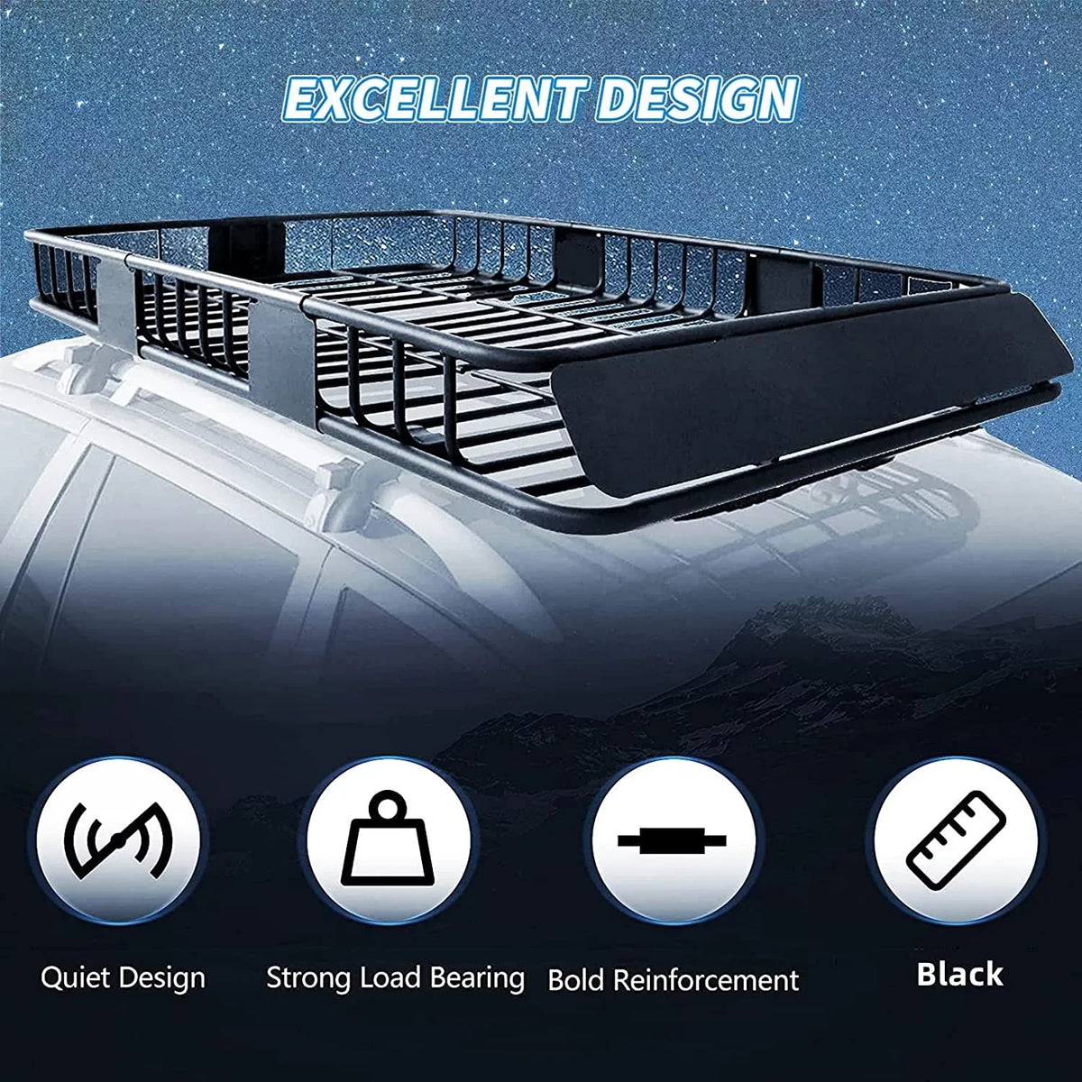 39" Car Holder for Capacity with Cargo 250LBS Storage Top Basket Duty Steel Universal Rack Travel Carrier Extension Weight Roof 6'' 64" x Luggage HECASA SUV Heavy x