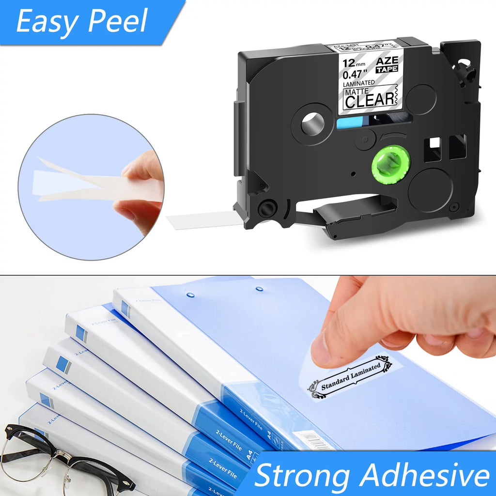 P-touch Black GREENCYCLE Matte Tape 12mm Compatible TZ-M31 for Laminated TZeM31 on Clear Brother TZM31 TZe-M31 Label 30PK 0.47"