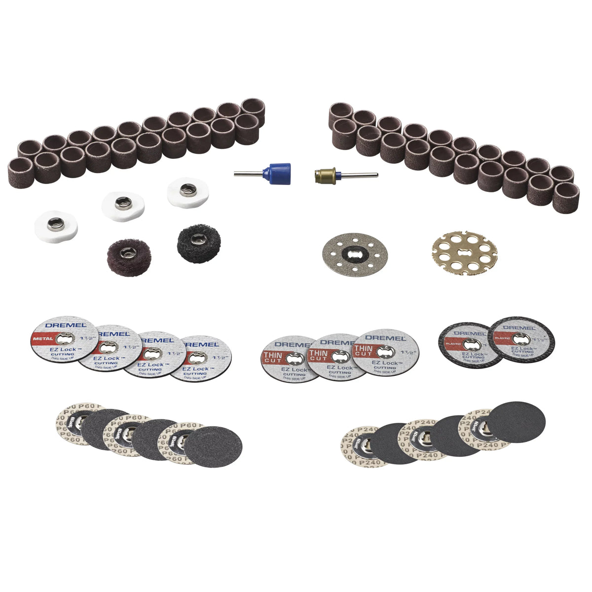 EZ Polish, Accessory Drum Cut, Mandrels 70-Piece to Storage Rotary Sand Tool and Dremel Accessory for All-Purpose Clean, Faster and EZ EZ725 Accessories EZ-Lock Kit, Changes,