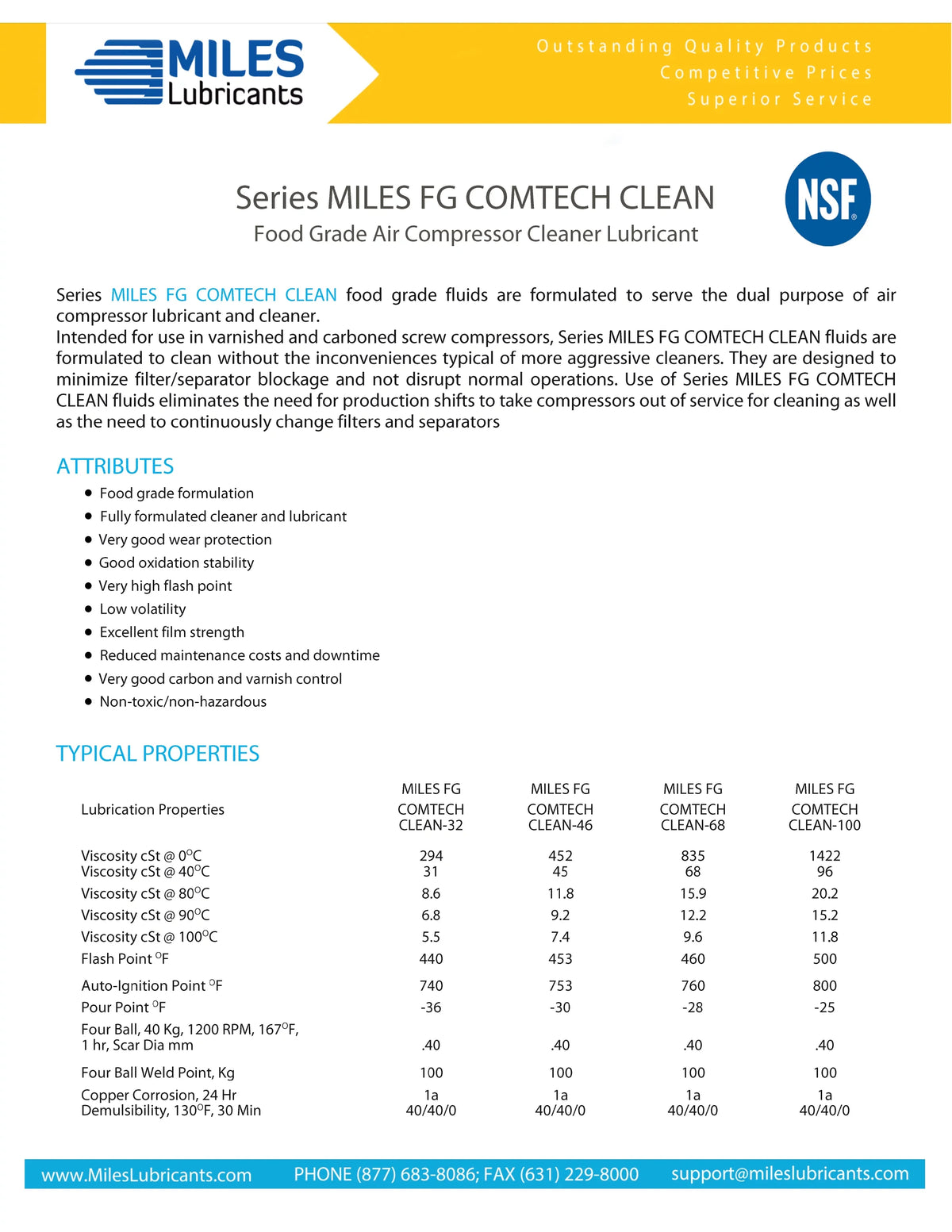 Synthetic Miles Comtech Compressor Rotary ISO Clean 4*1 Fluid Food 46 Fg Gallon Grade Case