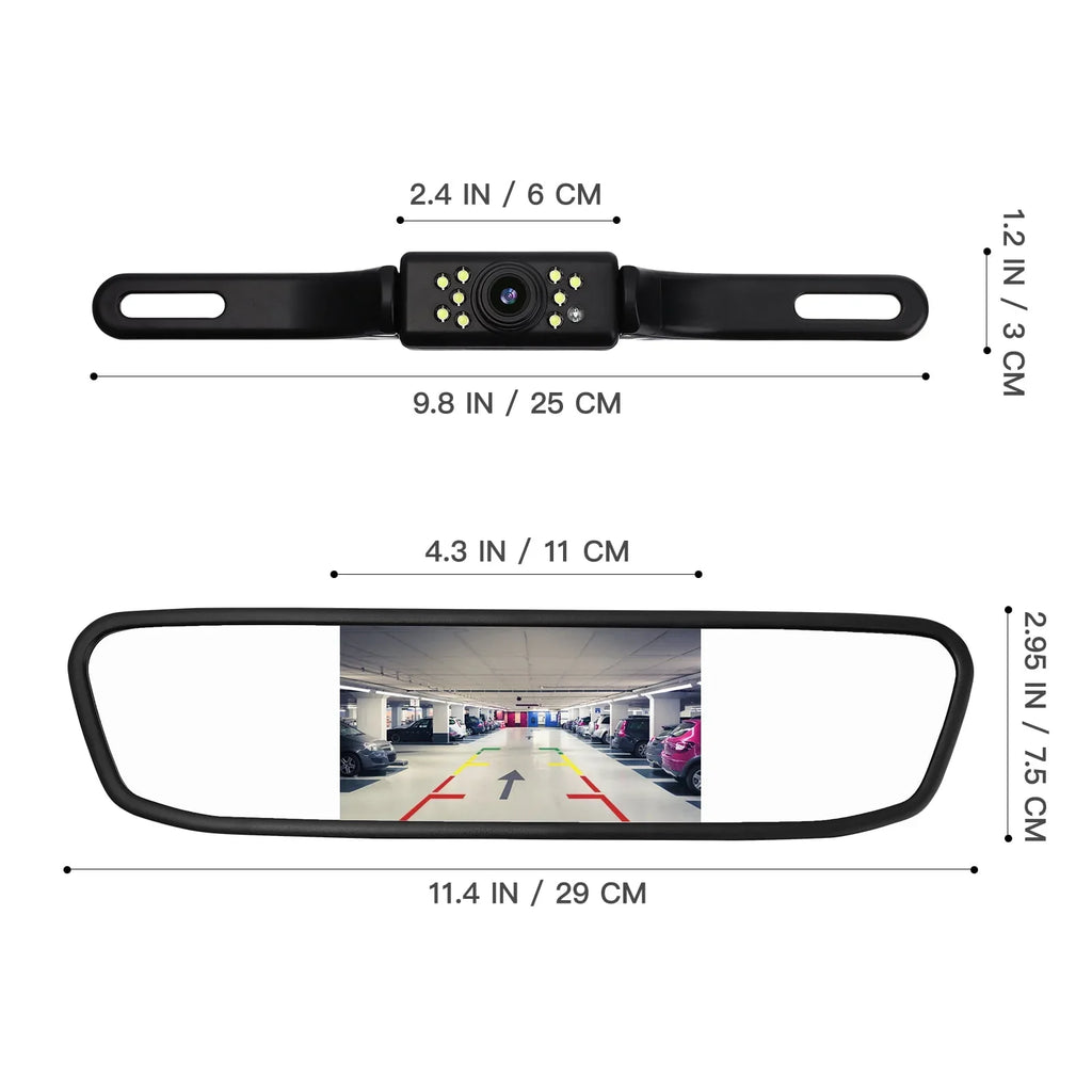 Camera Reverse Backup View System 4.3" Night Driving Mirror Rear Parking Vehicles Cam Cheefull Vision Camera Car Camera