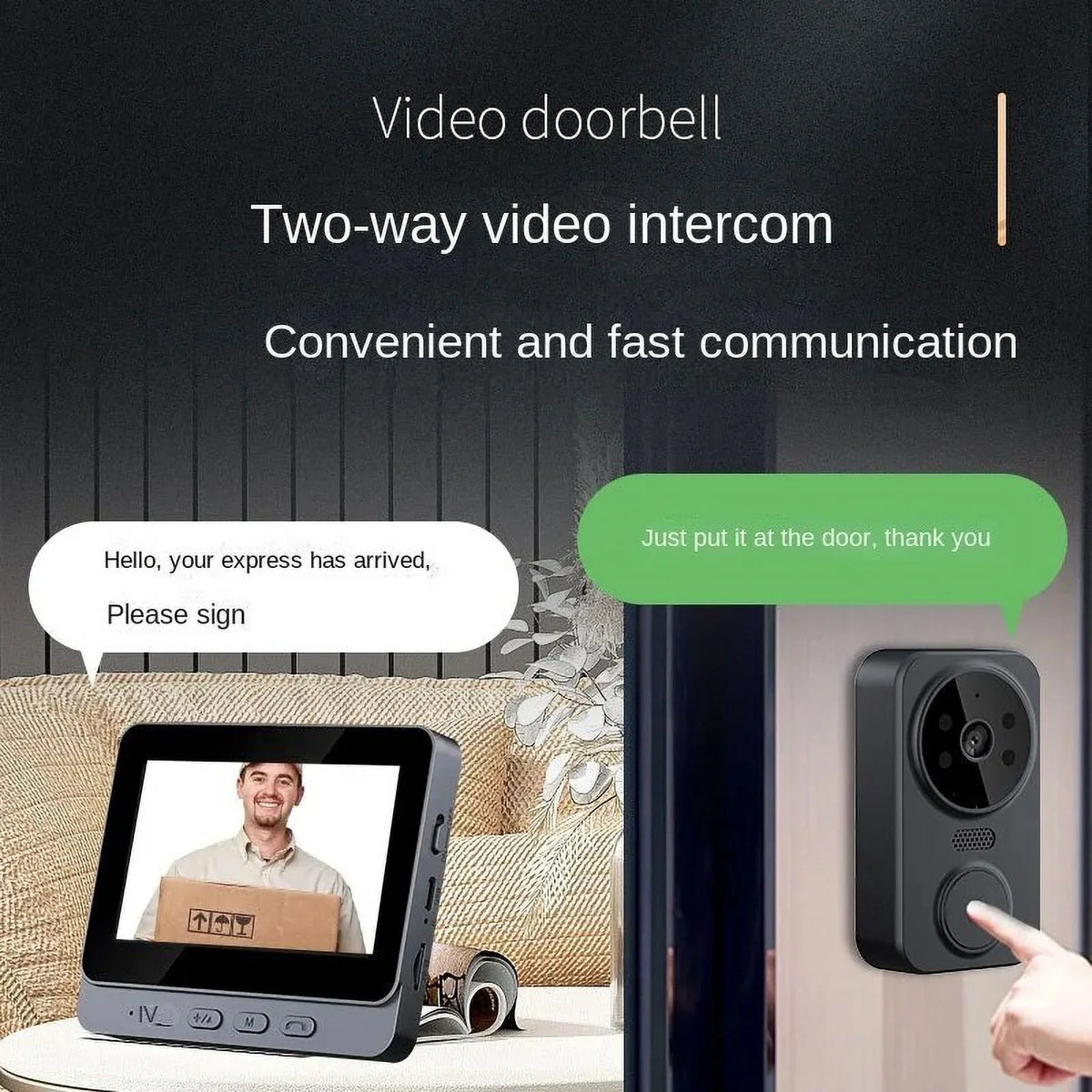 smart doorbell 2.4G two-way life home 4.3-inch M12 doorbell intercom video wireless monitoring video