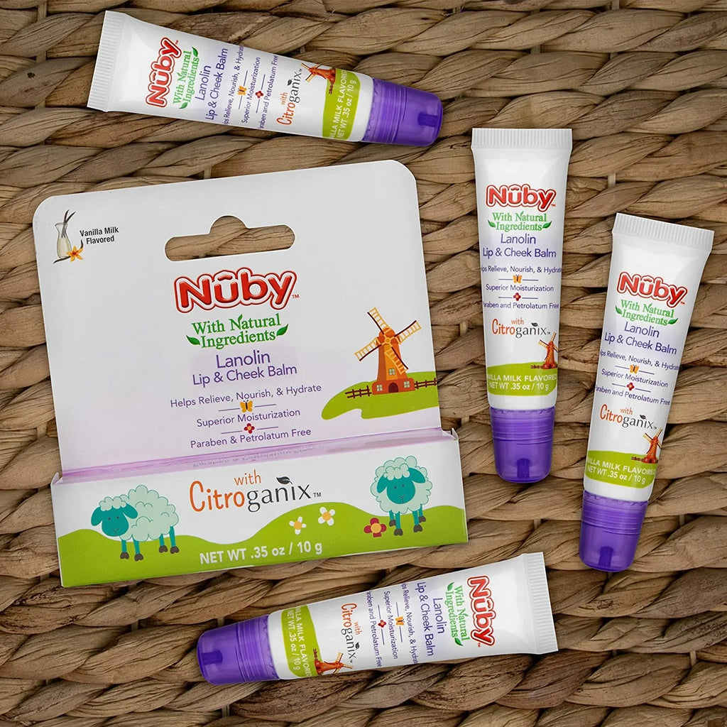 Pack Lanolin Cheek 4 for Nuby, with Talbot's Dr. Inspired Flavor, Vanilla & Milk Baby, Lip Naturally Balm Citroganix,