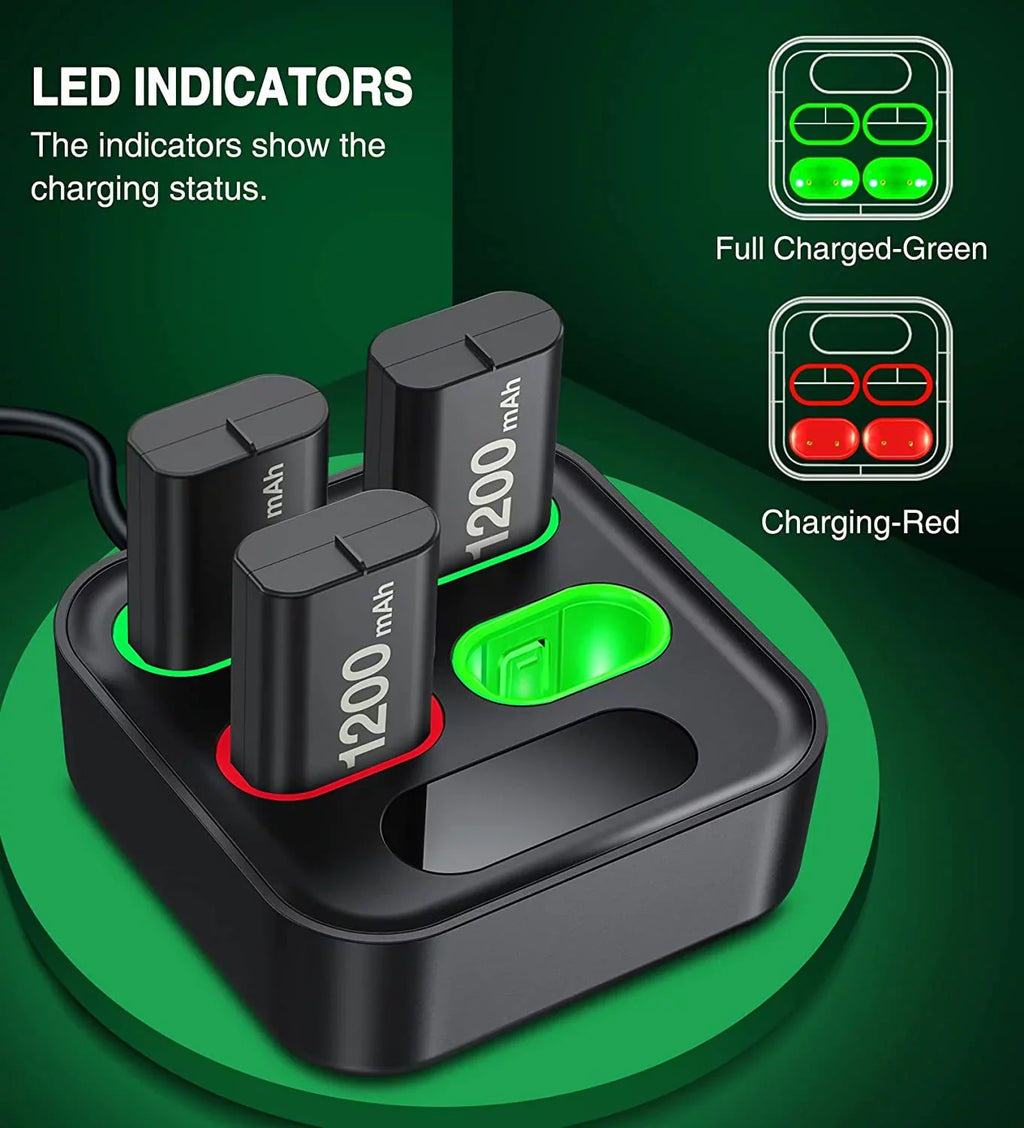 Pack EUROA with S/X/Elite-Black Battery Xbox for for Xbox Battery Rechargeable Controller 4x1200mAh Charger One Pack X|S/Xbox Xbox Series