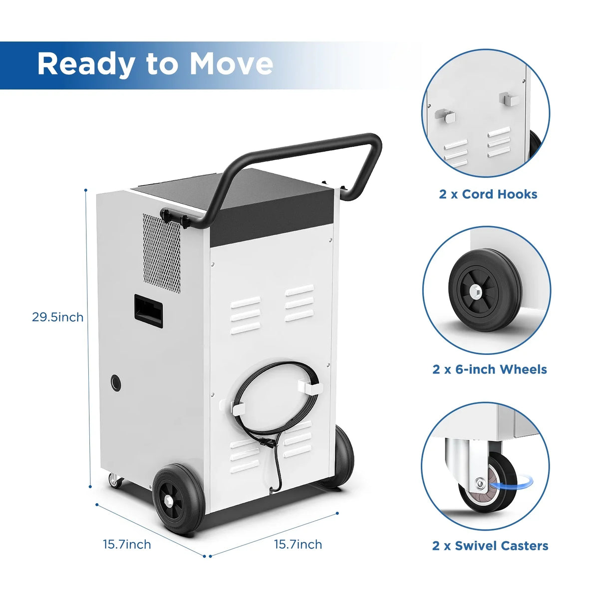 Defrost, Basements, up Site, Sq Drain with for Ft Dehumidifier Moiswell Pump 7,500 to - Auto and for Industrial Hose Spaces Damage Starting Unit Memory Water 170 Commercial - Ideal Large Pints
