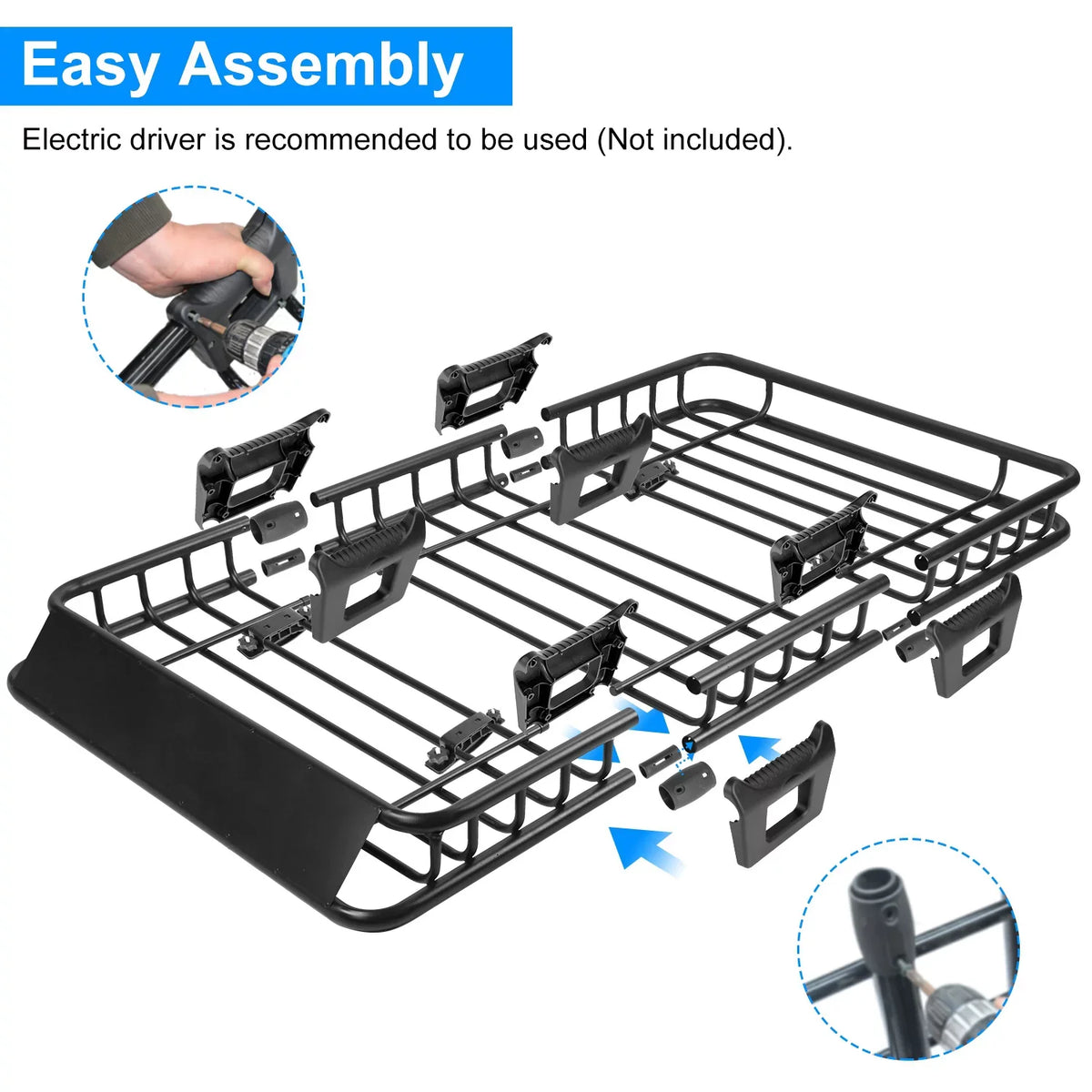 Rack Universal Duty Luggage Hook Carrier Elastic Rack Top Net Roof with Capacity Holder iMounTEK Strap 63x39x6.3in, 220lbs Heavy Basket Black Cargo Car Cargo
