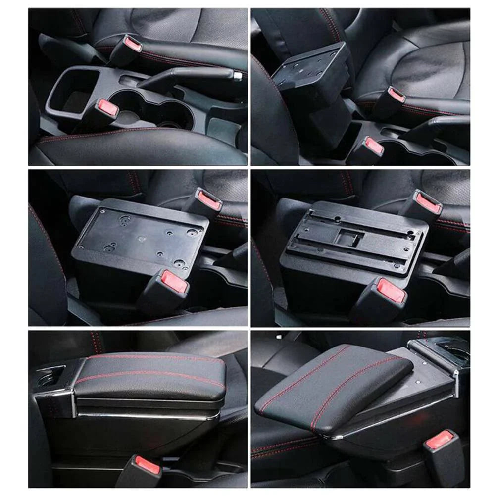 For 2002-2008 Compartment Fit Armrest Central Jazz/ Console Box Honda Black Storage