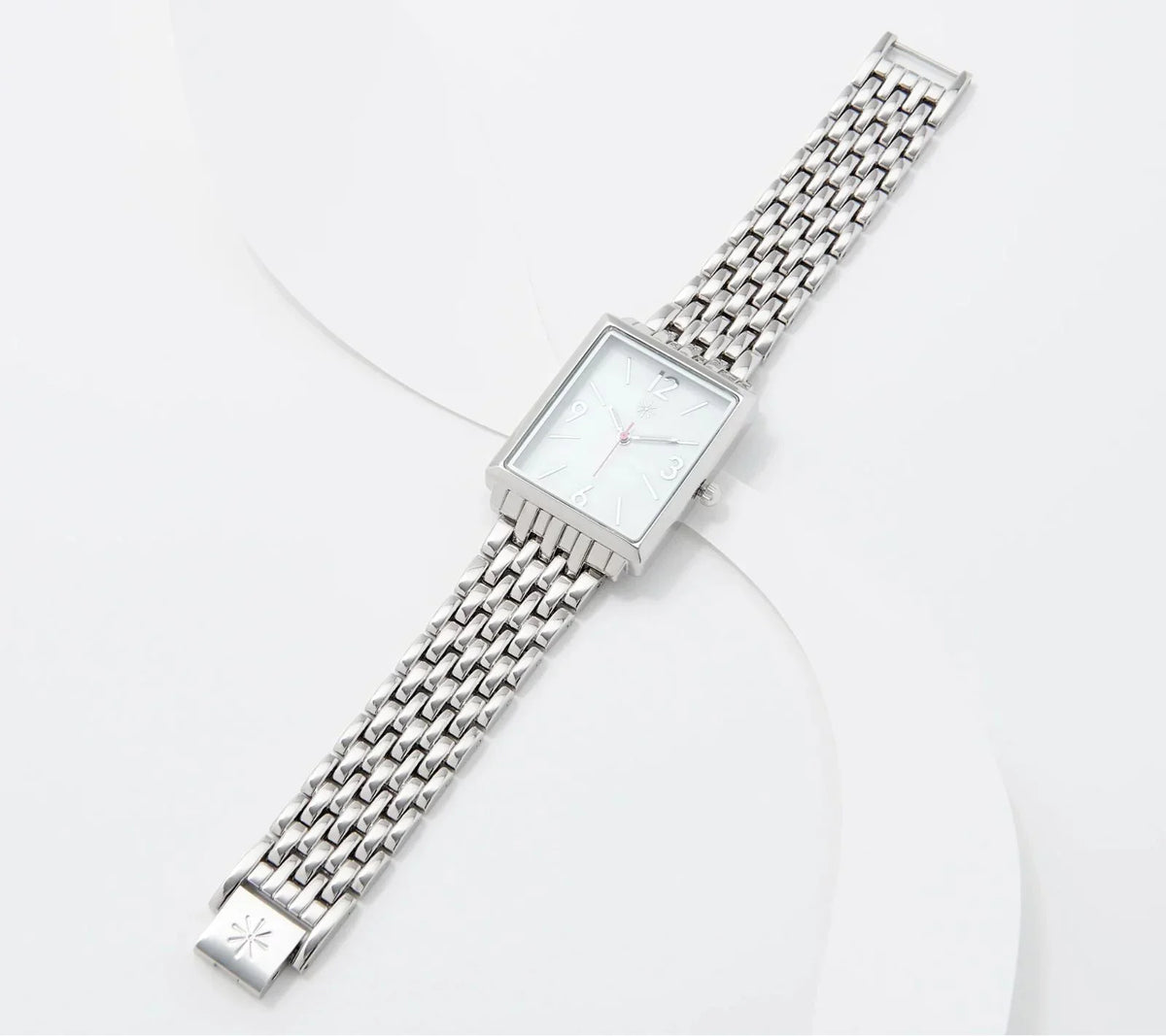 6-3/4"-8" Isaac Watch, Live! Metal Link Rectangle Mesh SilverTone, Mizrahi
