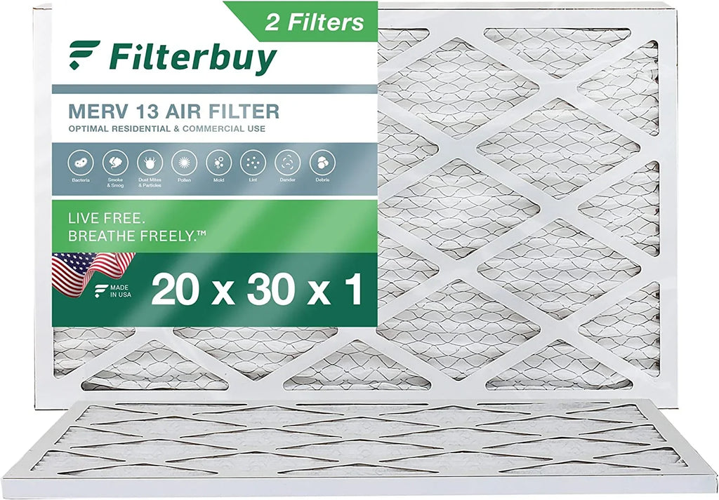 (2-Pack) Filterbuy HVAC AC Filters MERV 13 20x30x1 Air Pleated Furnace
