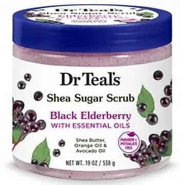 Essential Body Scrub, Oils, Sugar of 4) Elderberry with Dr (Pack Teal's Shea Black