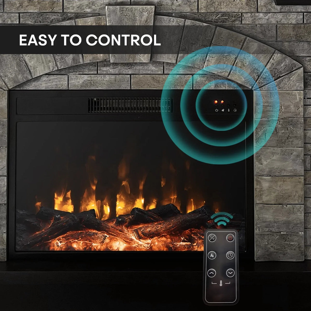 Infrared Gray Fireplace Freestanding, Mantel with Mountain Cloud Stone 45" Electric