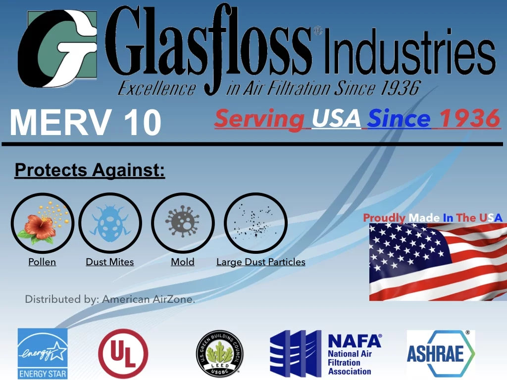 MERV or HVAC Pleated - - (Pack Home 2" Air Glasfloss Filter Air Filter USA. - 24x28x2 - Air of Filter Office - or Furnace - The AC 10 Made In 4)