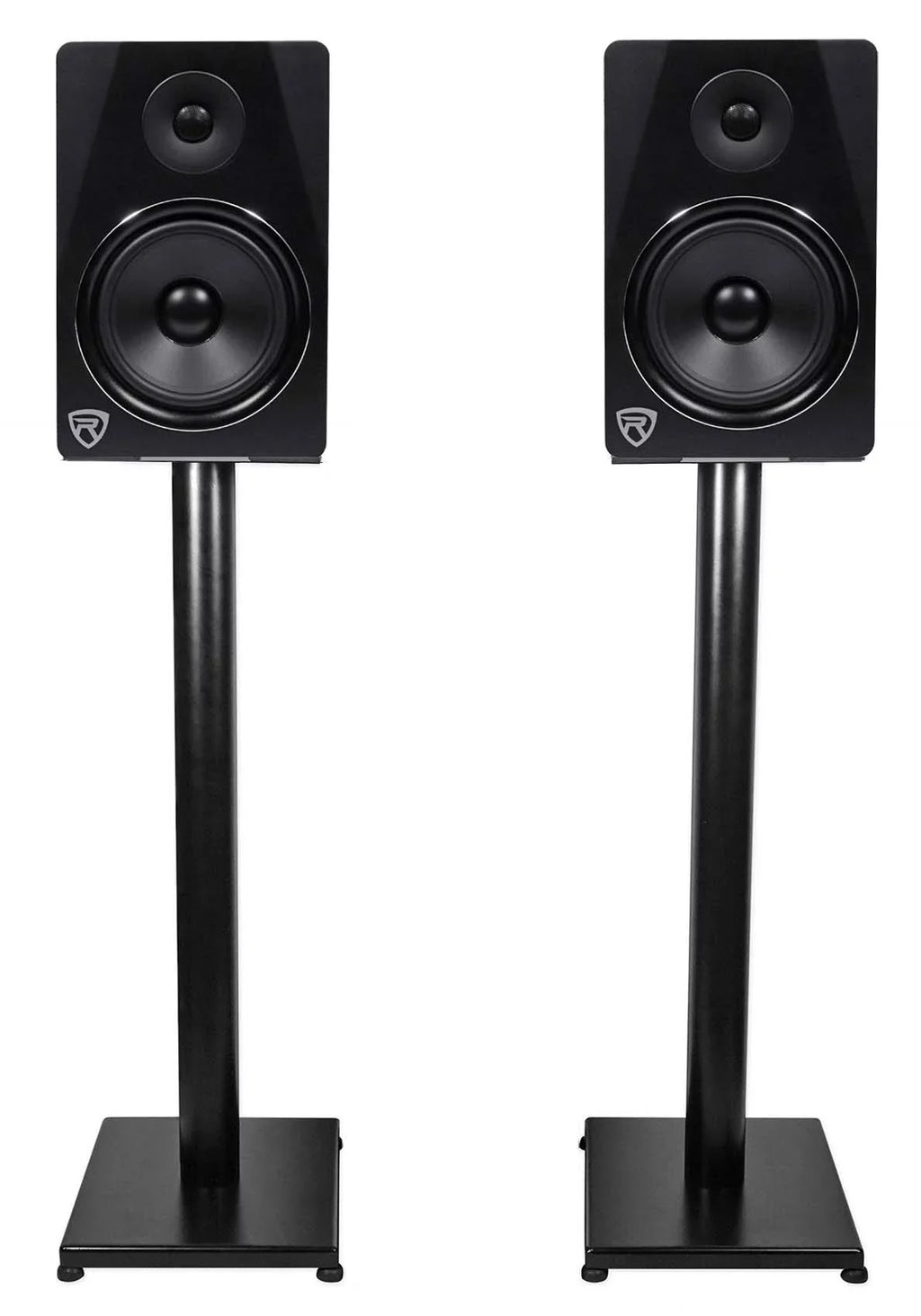 and Pair Stands Steel Studio Monitor RS29B Rockville Bookshelf Black 29" Speaker -