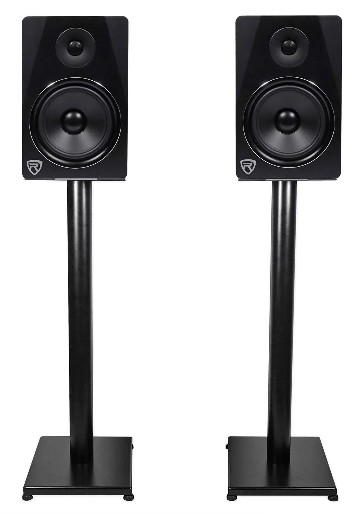 and Pair Stands Steel Studio Monitor RS29B Rockville Bookshelf Black 29" Speaker -