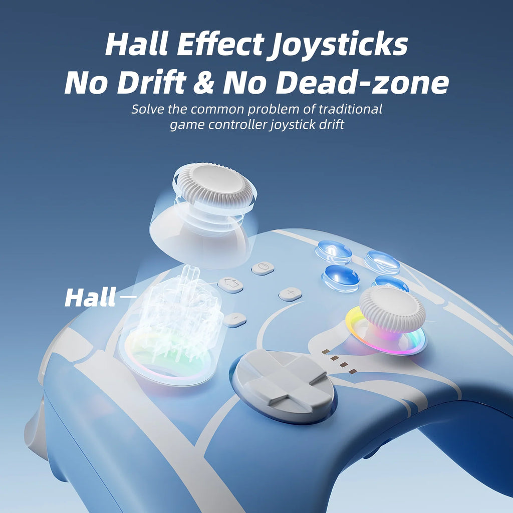 Kart Disc Upgraded and Triggers for Joysticks Nintendo Controller with Hall 2 Joysticks Switch/PC/IOS/Android/Steam 8 of Effect Pairs Mario Deluxe Pink, Pro Game Switch