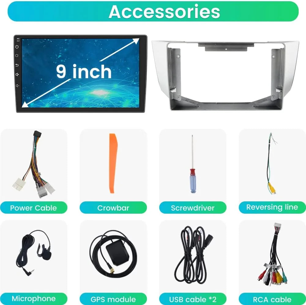 GPS/FM/WiFi/USB, RX300 Lexus RX330 Stereo Lexus 32GB 2003-2009,Android SWC/Wired Auto with Car Toyota 12 RX350 for Carplay + Harrier Car Support RX400H Radio Android 2GB