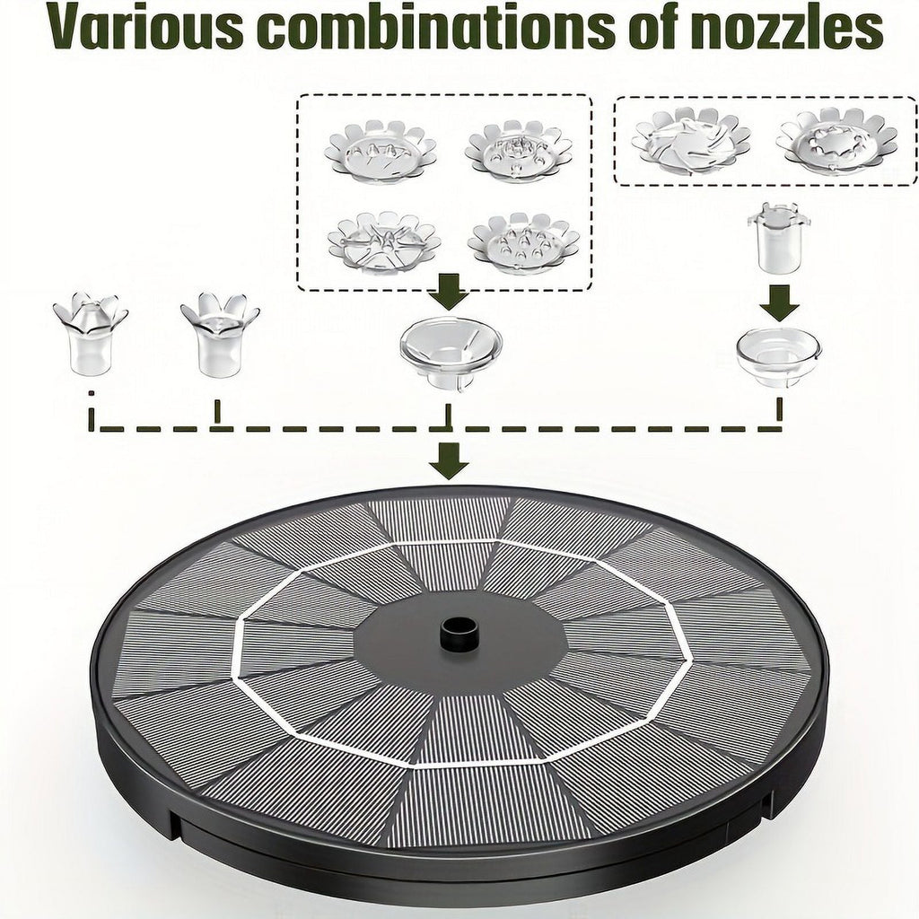 Garden, Fountain Patio, Nozzles, DIY Water For Plastic Kit Solar Corded Feature Multiple Solar With 3.5W Bird Pond, Pump, Electric Powered Wires, Operation Upgraded Inch 1pc Bath Outdoor 9.8-Foot 7.08