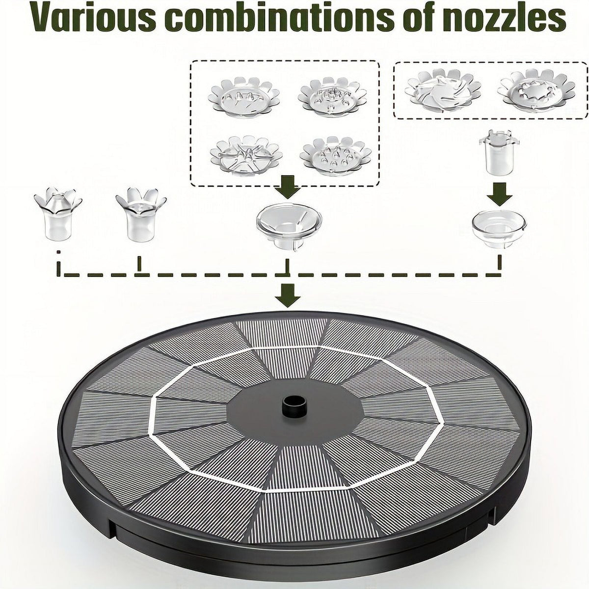 Garden, Fountain Patio, Nozzles, DIY Water For Plastic Kit Solar Corded Feature Multiple Solar With 3.5W Bird Pond, Pump, Electric Powered Wires, Operation Upgraded Inch 1pc Bath Outdoor 9.8-Foot 7.08