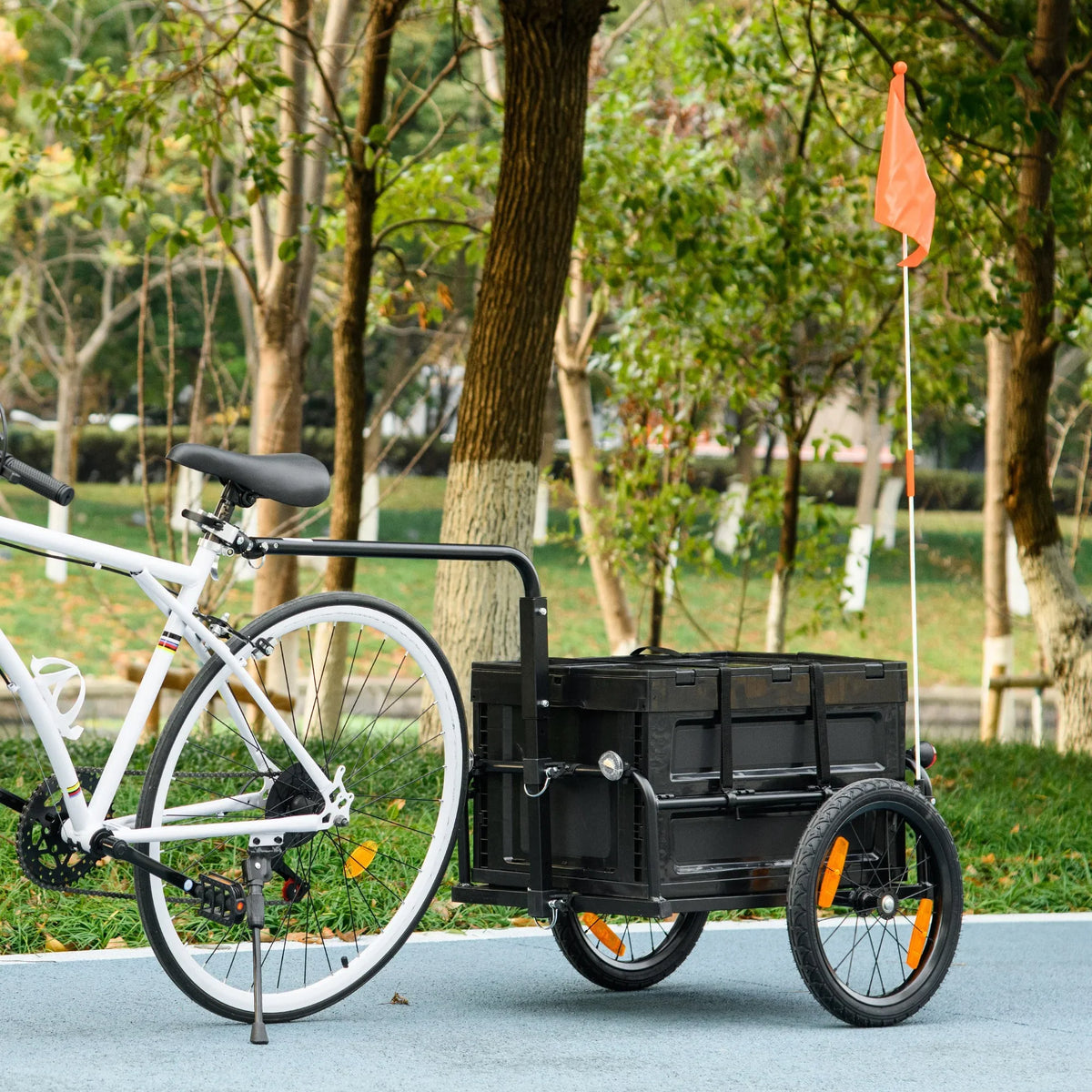 with Aosom Bottom Bike Trailer Storage Removable Wagon Box, No