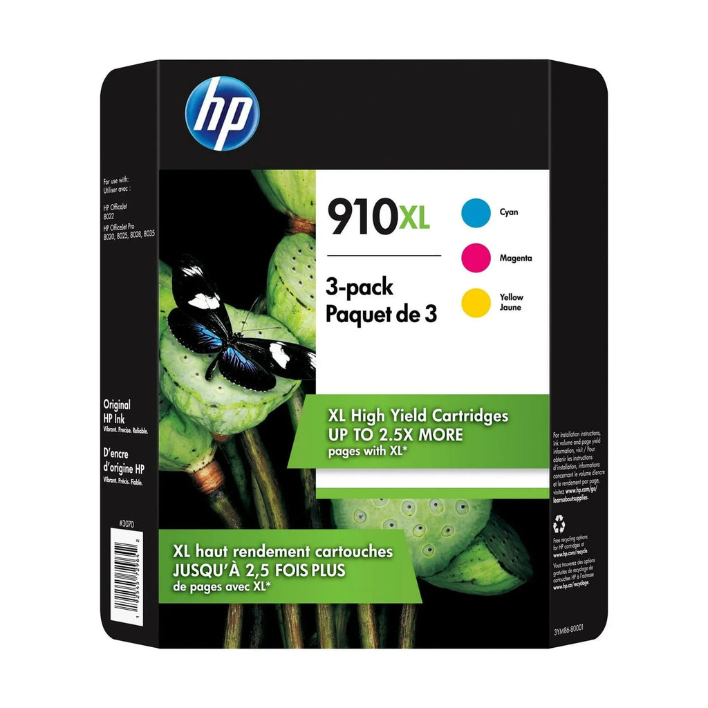 Cartridges - Ink HP 910XL 3 Yellow, (3YM86BN) Magenta, Cyan, Cartridges