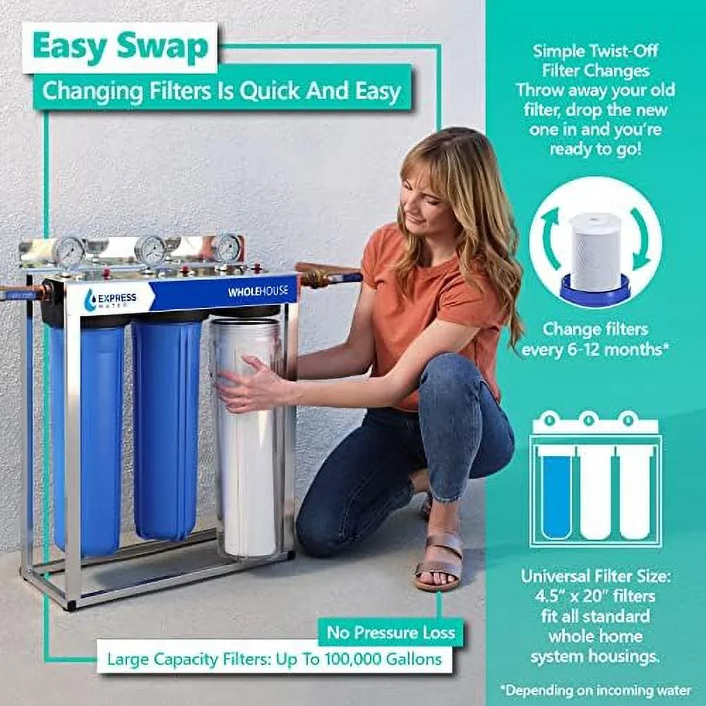 filter large carbon house 5 water whole pack acb filter filtration water filter 20” x 4.5” inch filter water 6 capacity activated block micron replacement