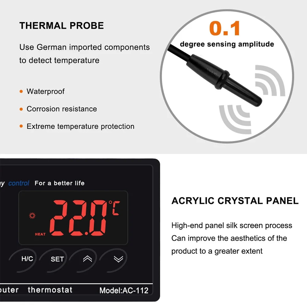 for Freezer, Heating Incubation, & Digital Cooling Brewing, Anself with Green 40℃~110℃ House Mode Outlet, Temperature Chest Thermostat Controller Reptiles Home