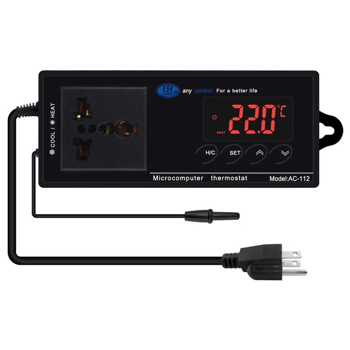 for Freezer, Heating Incubation, & Digital Cooling Brewing, Anself with Green 40℃~110℃ House Mode Outlet, Temperature Chest Thermostat Controller Reptiles Home