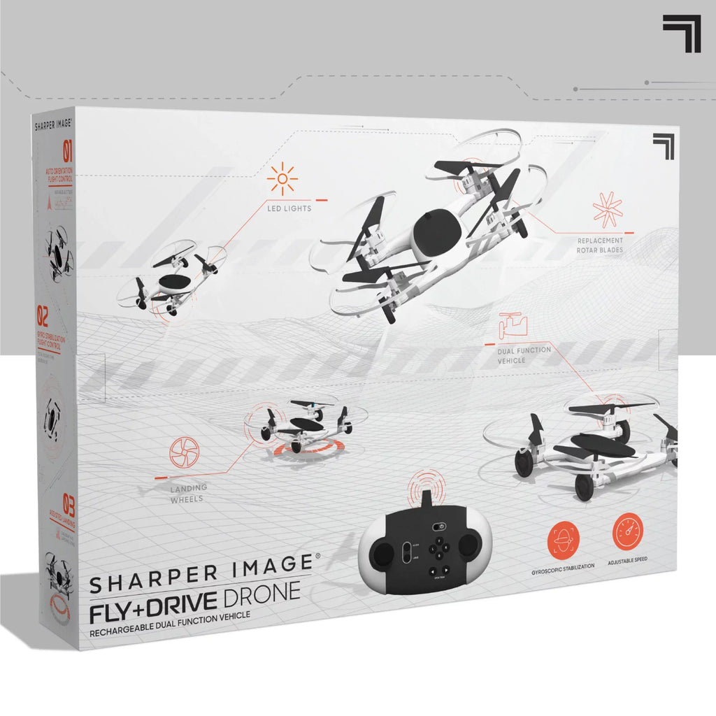 Drone RC, Dual Fly 215ft Rechargeable SHARPER IMAGE Range 5in Max Control and Altitude, Function Drive + Long 250ft