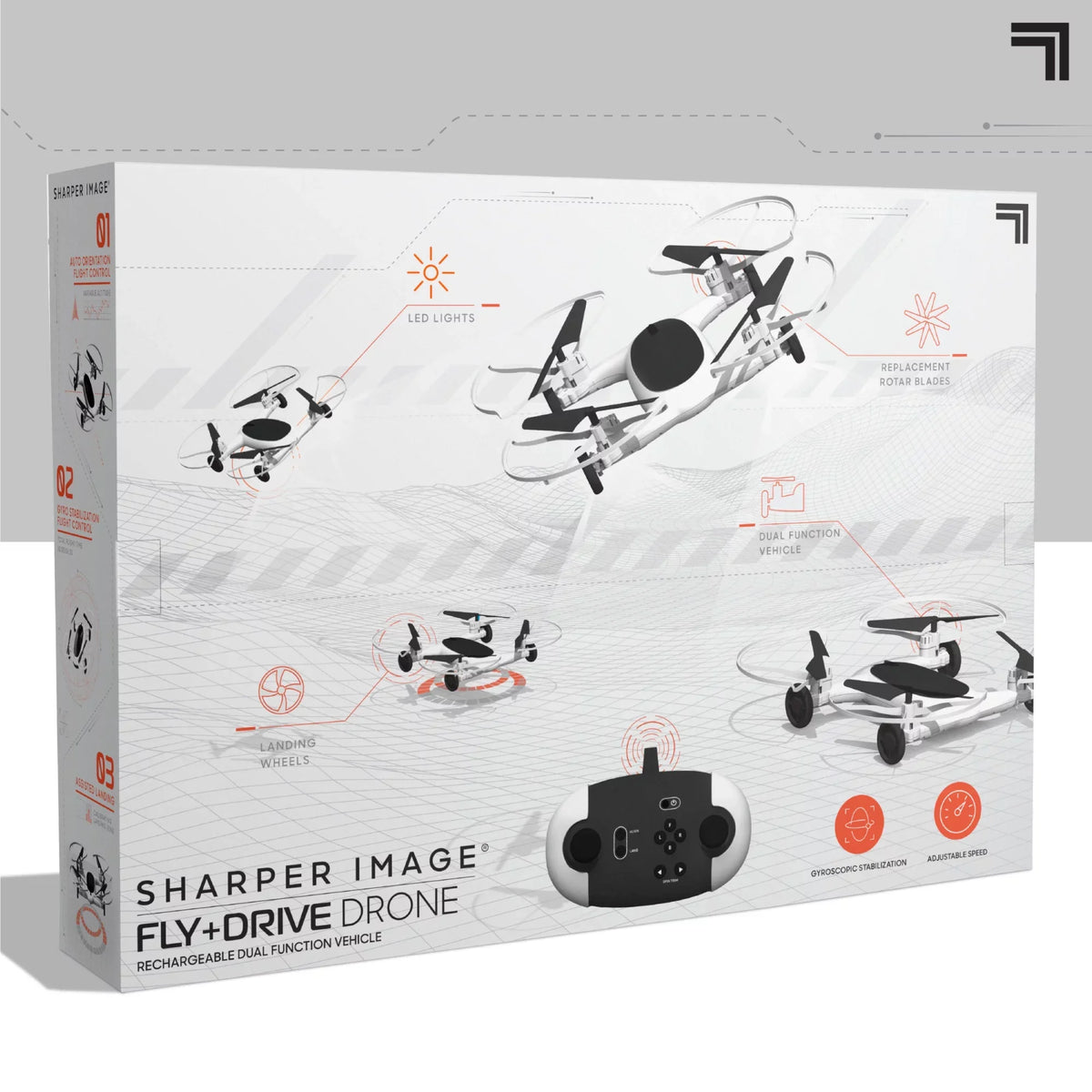 Drone RC, Dual Fly 215ft Rechargeable SHARPER IMAGE Range 5in Max Control and Altitude, Function Drive + Long 250ft