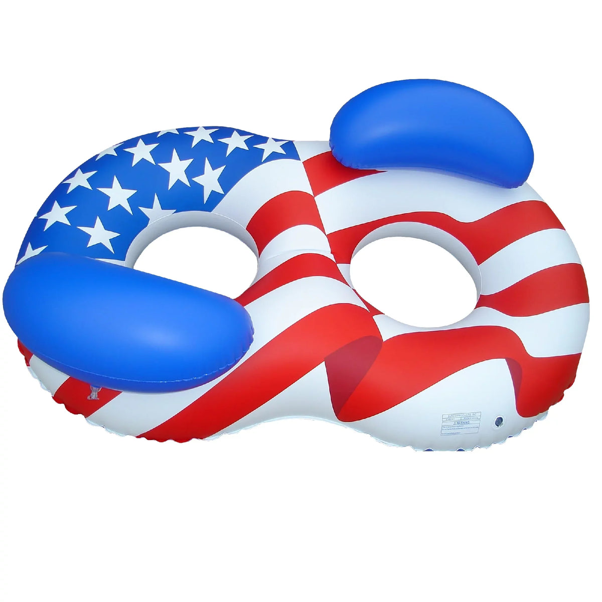 Flag 2-Person Lounger American Swimming - Circular Duo Inflatable Swimline Pool Patriotic 65"