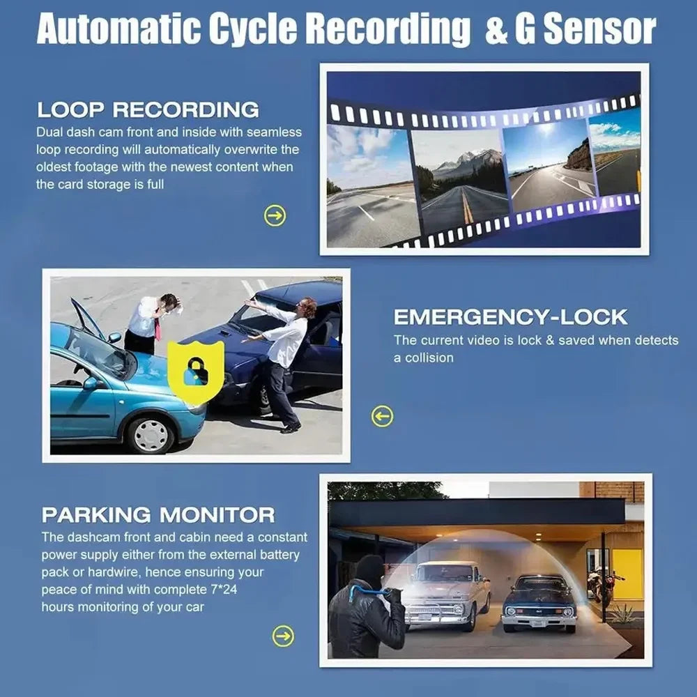 for Video Car Mirror Dash Recording Cam Car with Anself Clear Rearview Parking and