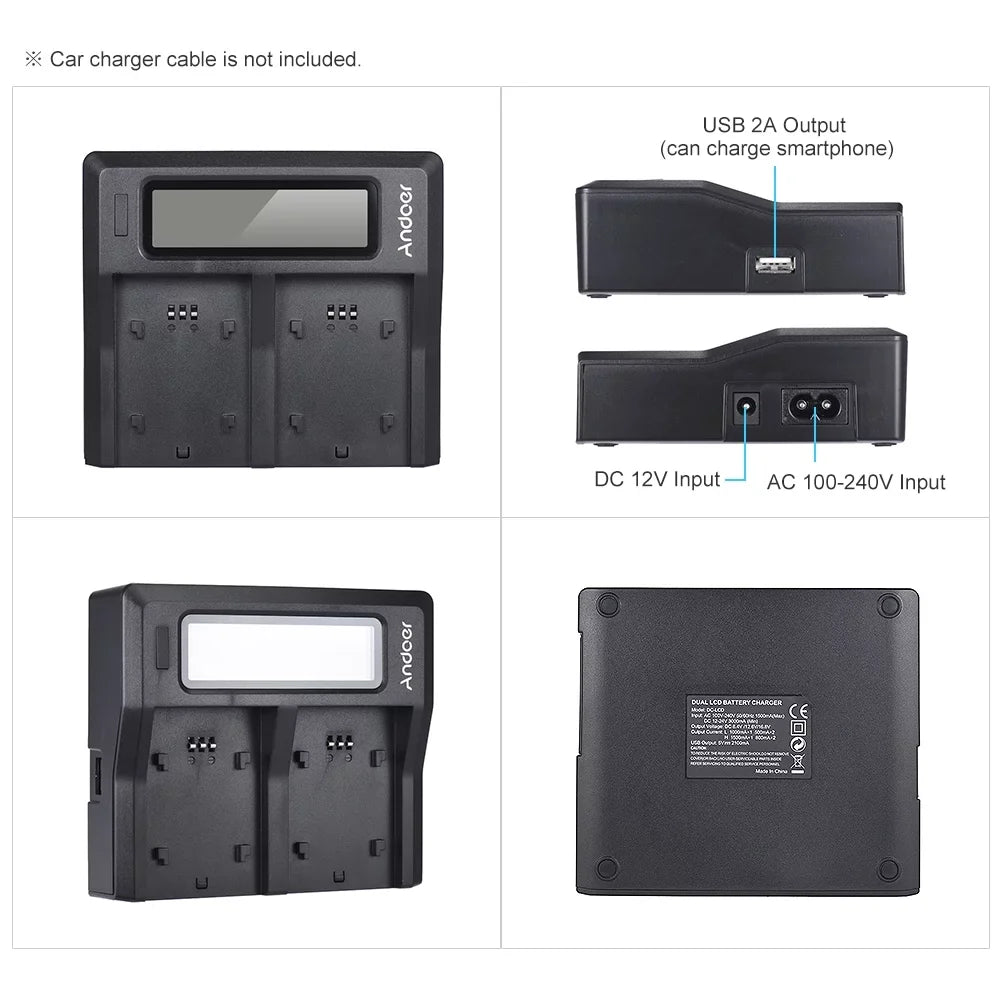 Battery A7RIII Andoer Sony NP-FZ100 for Channel A9 LCD Camera Dual Models A7SIII A7III Replacement