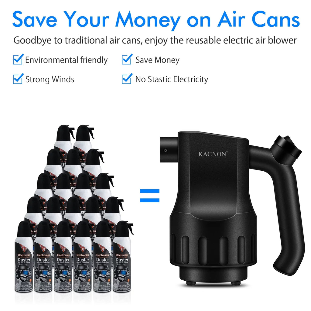 Cordless Dusters for Duster, Compressed PC Destroyer Reesibi Air Rechargeable Reusable 8000mAh Charging, Air Reusable Duster Keyboard Cleaning, Computer Fast 10W Electric Duster Air Dust