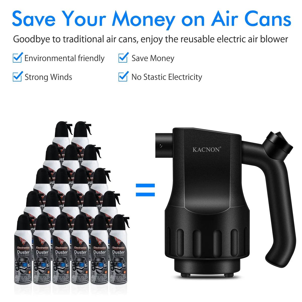 Cordless Dusters for Duster, Compressed PC Destroyer Reesibi Air Rechargeable Reusable 8000mAh Charging, Air Reusable Duster Keyboard Cleaning, Computer Fast 10W Electric Duster Air Dust