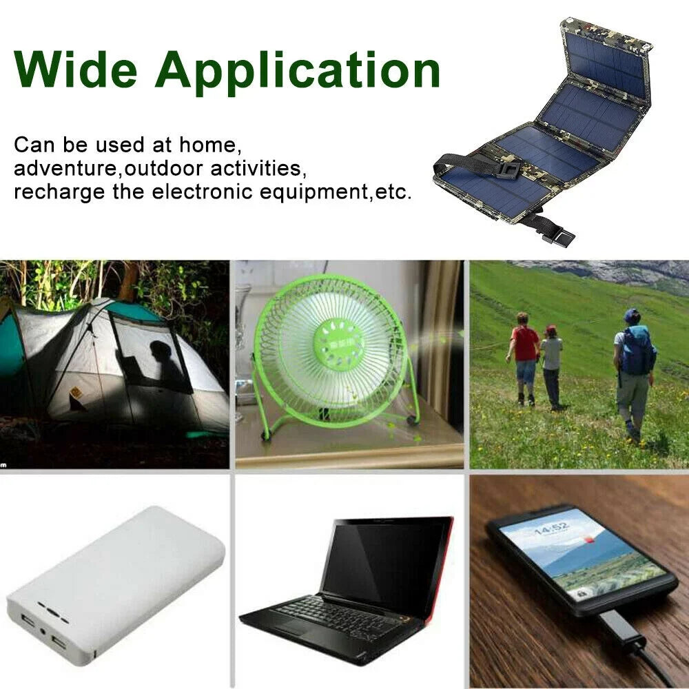 Camping New Hiking JahyElec Panel Power 80W Folding Phone Outdoor Charger Bank USB Solar