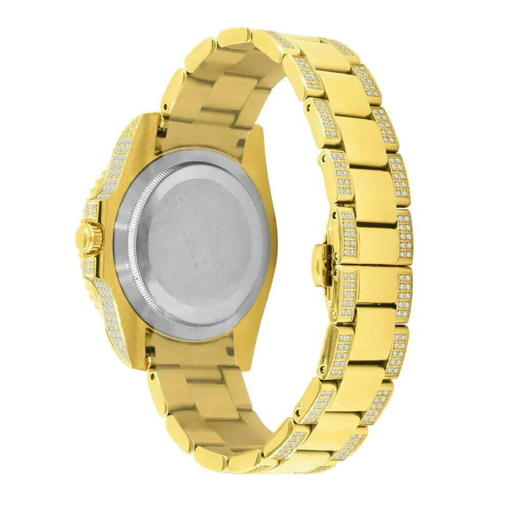 Simulated 18K Presidential Full Steel mm 40 Watch Stainless Gold Men's W/Date Yellow Diamond