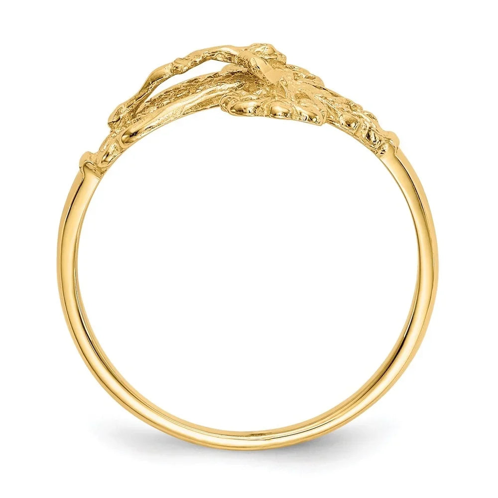 Women Crucifix Ring 10K 6 Diamond-cut Size Jewelry Auriga Yellow Fine Gold Cross for