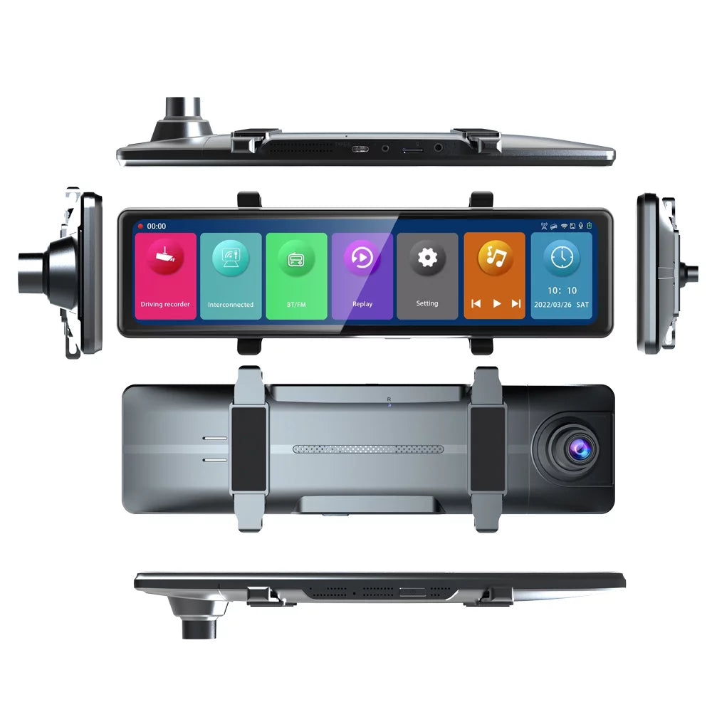 Rearview 2.5k 12in Car Rearview Dash Mirror Bt Video Clear Car Mirror Car Car Touched Clear Cameras Andoer Car Cam Bt Mirror 2.5k Camera 12in Bt Dash Screen Cam 2.5k Camera,3 Screen Car 2.5k