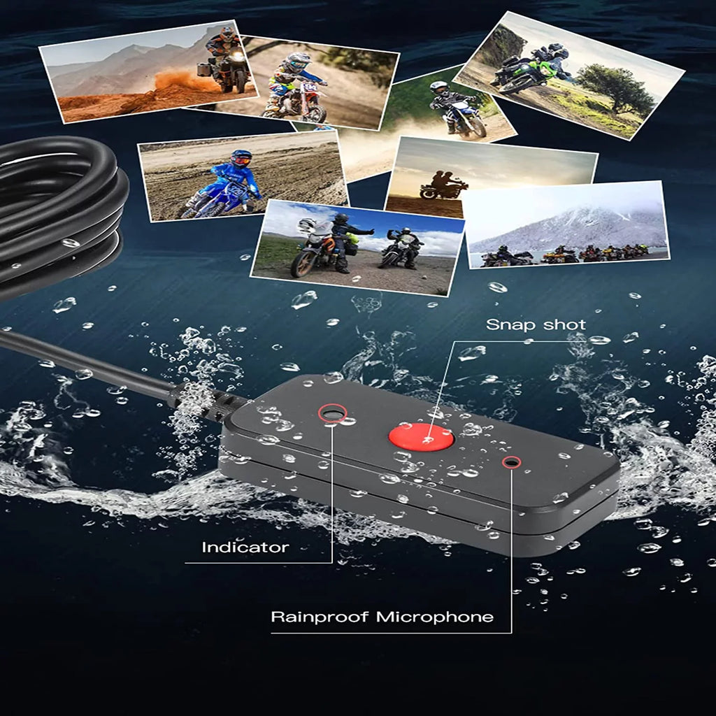 Wide Angle Recording Dash Waterproof Camera Camera 120° Wi-Fi, Motorcycle Waterproof Front Lens with 1080P GPS and HD Rear