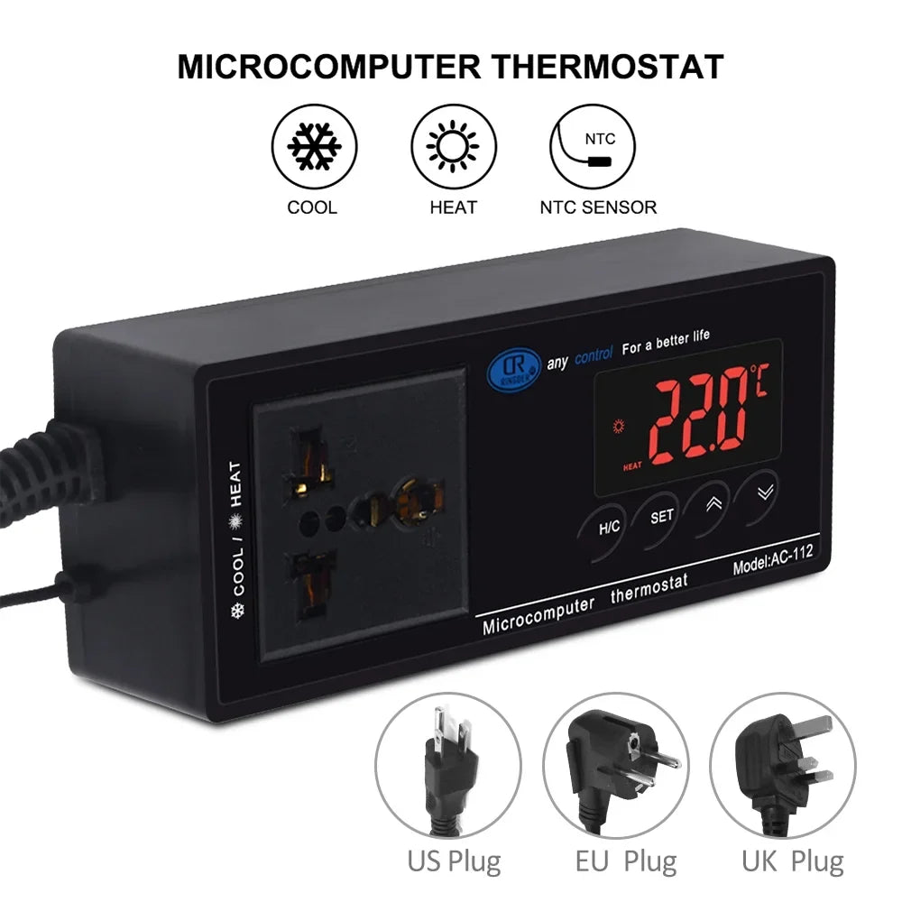 for Freezer, Heating Incubation, & Digital Cooling Brewing, Anself with Green 40℃~110℃ House Mode Outlet, Temperature Chest Thermostat Controller Reptiles Home
