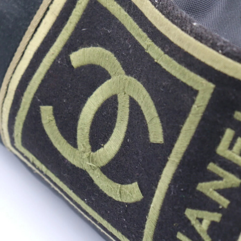 Sport Line Nylon Round Cocomark Khaki Travel Canvas Series Chanel Cylindrical Green 10 Black Shoulder Boston (Fair) Bag Pre-Owned CHANEL