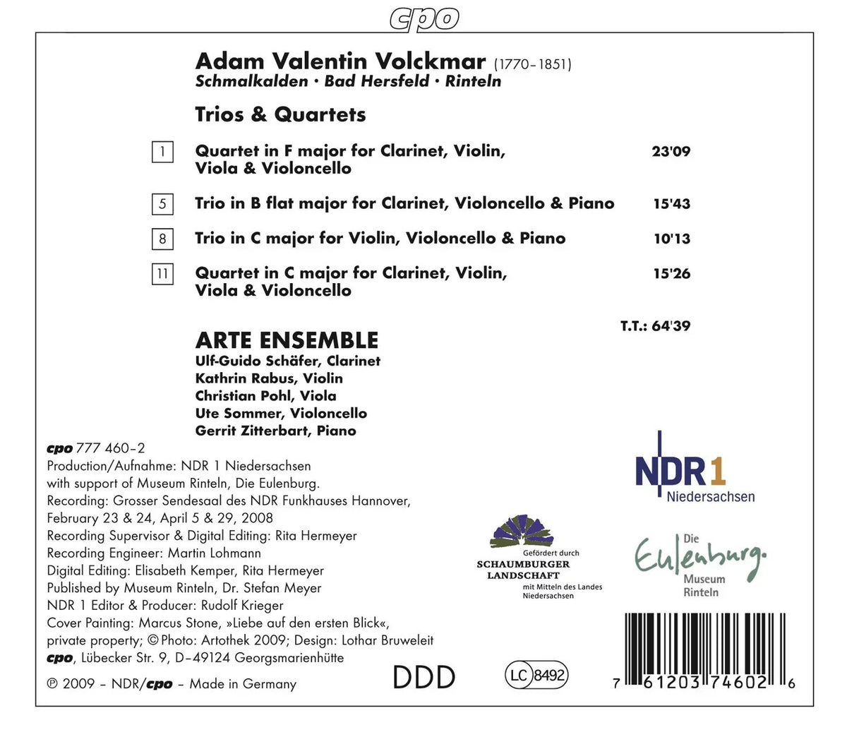 & - - Arte - Hannover Ensemble Quatets Classical Trios CD