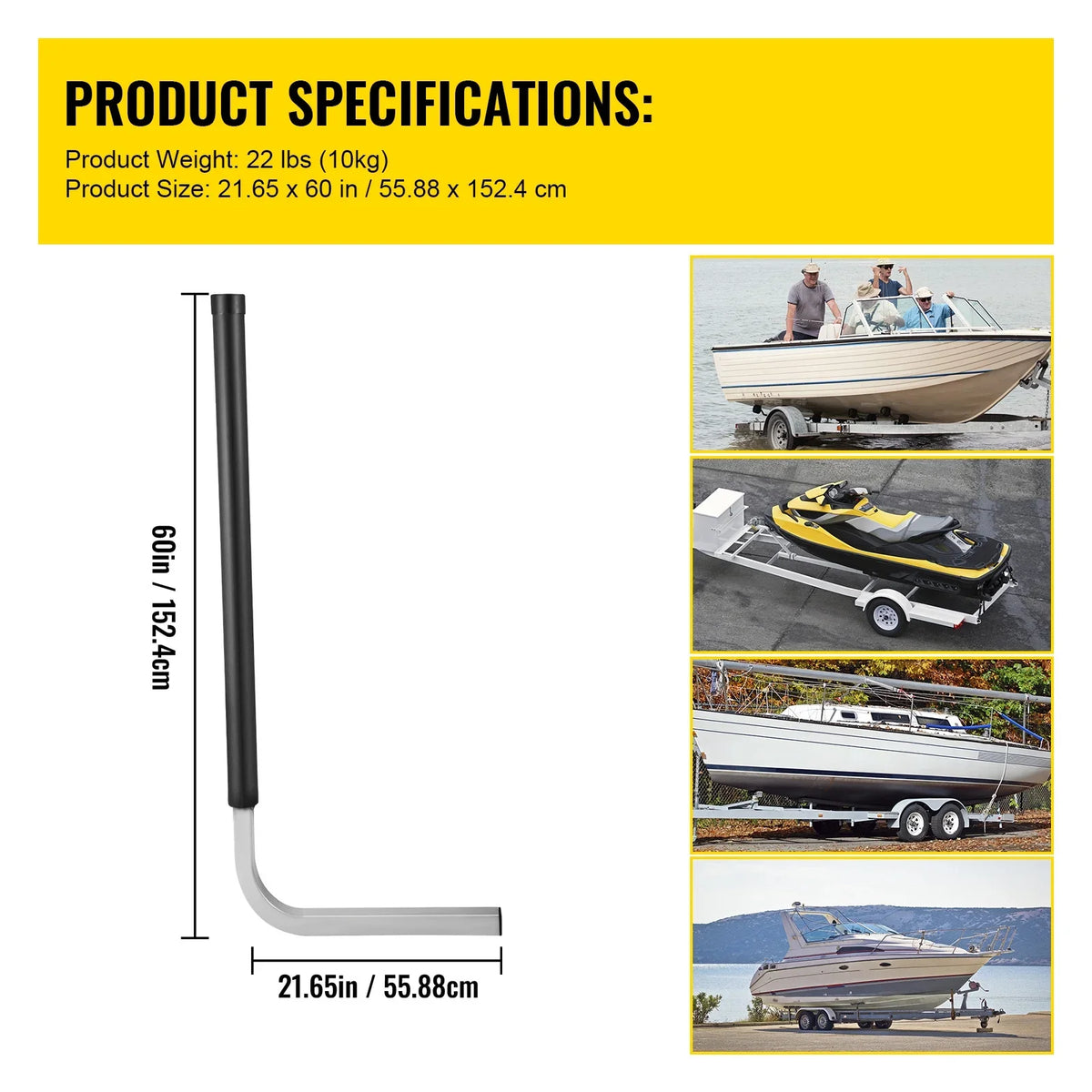 Fishing Trailer 60", Boat, Trailer Tube Accessories BENTISM Boat Ski Covers, with Post Mounting Trailer PVC Galvanized Included, Boat or Guide Guide-on, ons, Steel Sailboat Pair One Complete for
