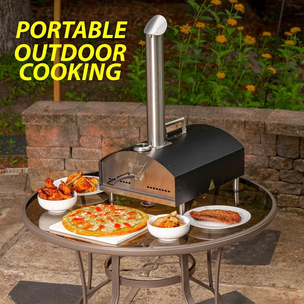 Pizza Slotted with Oven Scoop, Box Steel Deco Stone, Pizza 2-in-1 Pizza and Scraper, Stainless Open Peel, Grill 3-Layer Construction, Outdoor Functionality, (Black) Pizza Dough Grill Oven 13" Chef