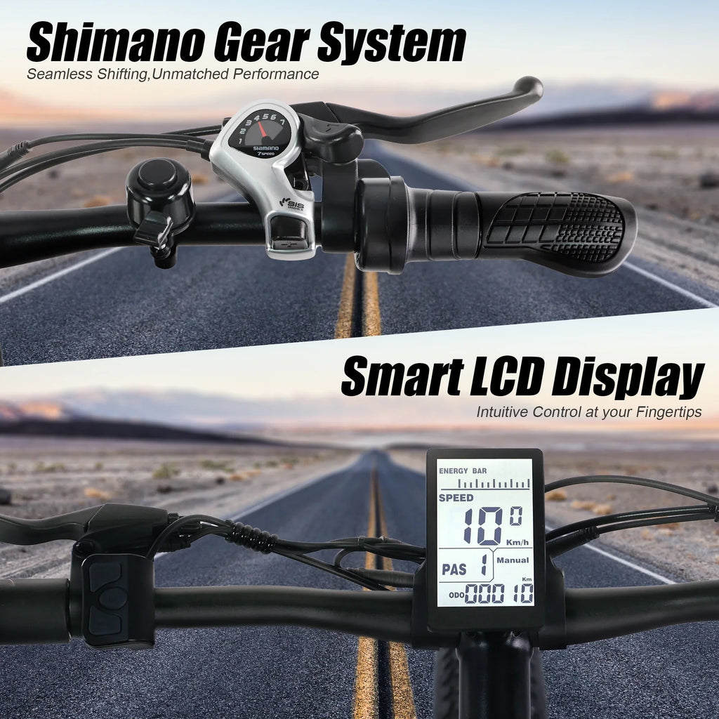 60+ 750W with 26" Adults Lockable E for Bike Features Fat Electric 13AH Tire Electric 7-Speed, 25MPH to Miles - 48V Mountain Removable Battery Up Bikes Suspension Peak VARUN - - Ebikes Bike