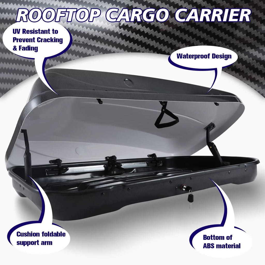 56.3" x H, Box Waterproof Large ft³ Rooftop Hard Fibre Box Locks, Cargo Cargo 30.3" W Carrier 13 Rooftop for x Grain Double Carbon L Cargo 13.8" with Shell Rooftop SUV