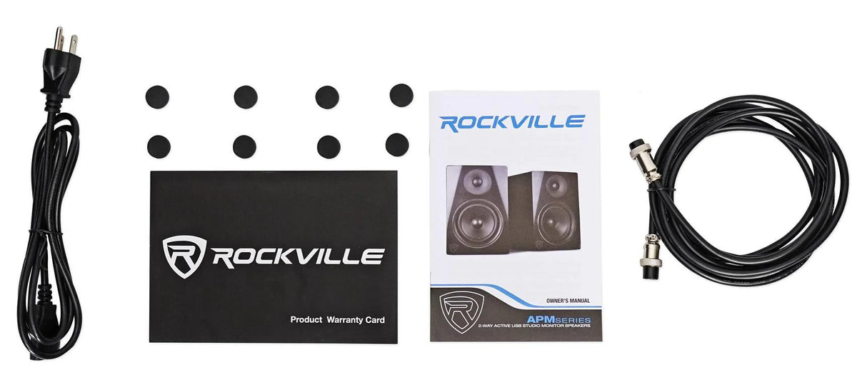 Monitor APM8W Rockville 8" USB Studio Premium (2) Black Speakers+28" Stands