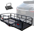 24" 2" Duty Carrier Hitch Camping Receiver WAGEE 500 14.4" Cargo 60" Luggage Basket for x Mount Folding SUV Cargo Lbs Car Rack Fits Traveling Heavy Rear x