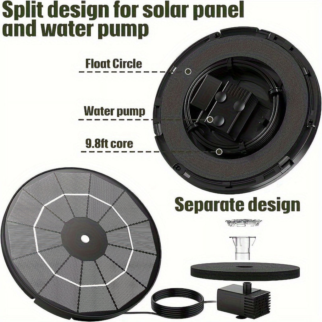 Garden, Fountain Patio, Nozzles, DIY Water For Plastic Kit Solar Corded Feature Multiple Solar With 3.5W Bird Pond, Pump, Electric Powered Wires, Operation Upgraded Inch 1pc Bath Outdoor 9.8-Foot 7.08
